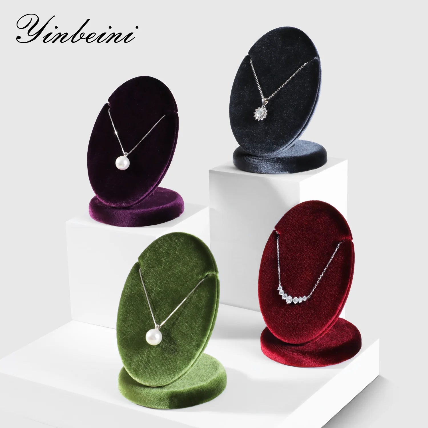 Présentoir Collier Velours Ovale Multicolore