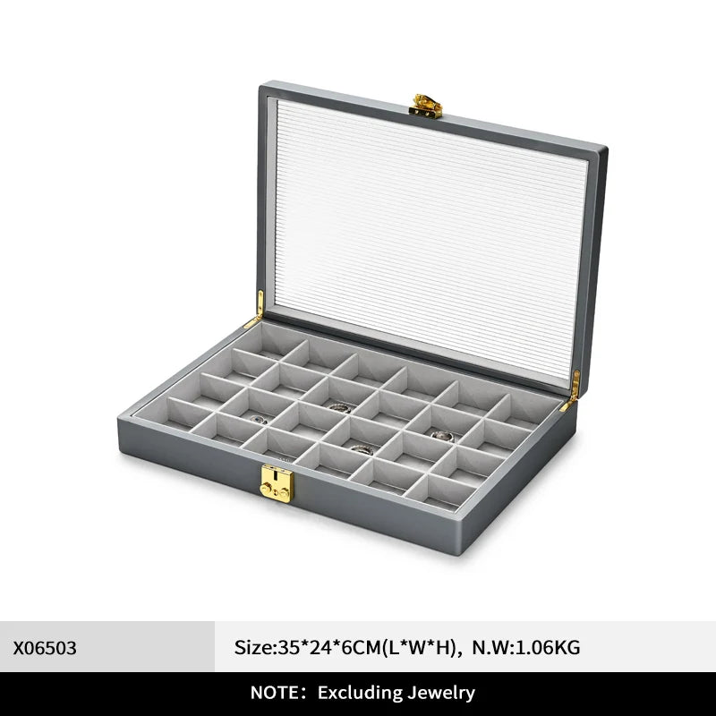 Boîte Bijoux Cuir Premium Couvercle Transparent