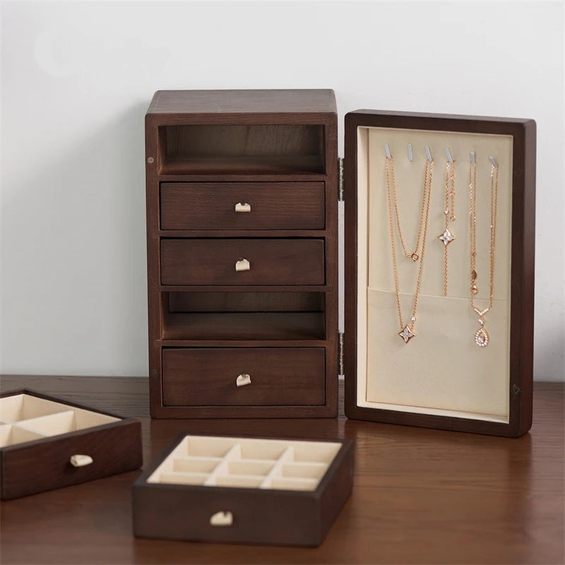 Boîte à Bijoux en Bois à Tiroirs avec Porte Colliers