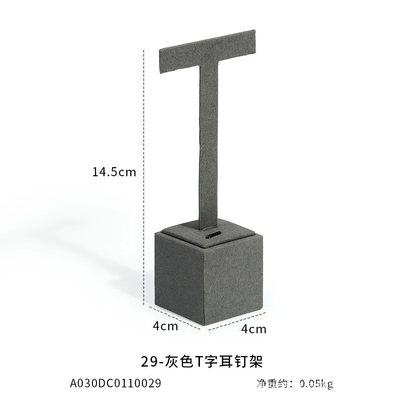 Présentoir Bijoux Microfibre Gris Vitrine