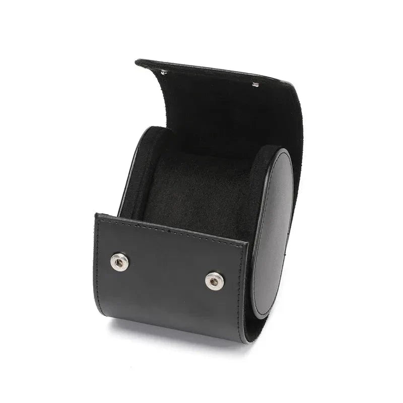 Etui Montre Cuir Lisse Noir Marron Voyage