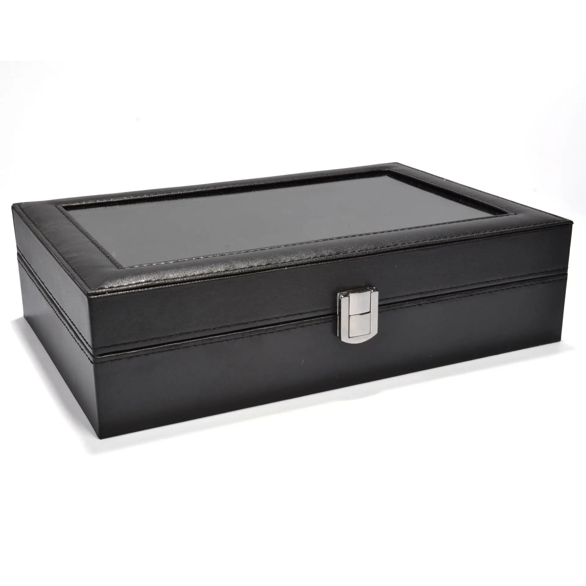 Boîte Montre Cuir Noir Emplacements Vitrine