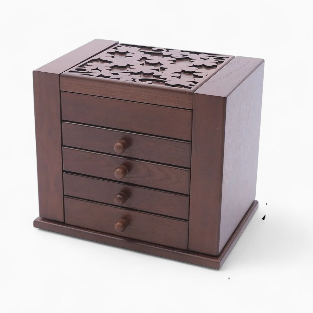 Grande Boîte à Bijoux Vintage Bois Marron