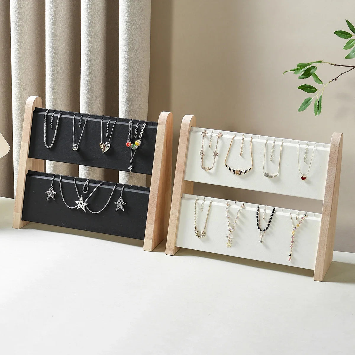 Présentoir Collier Bois Double Étage Pendentif