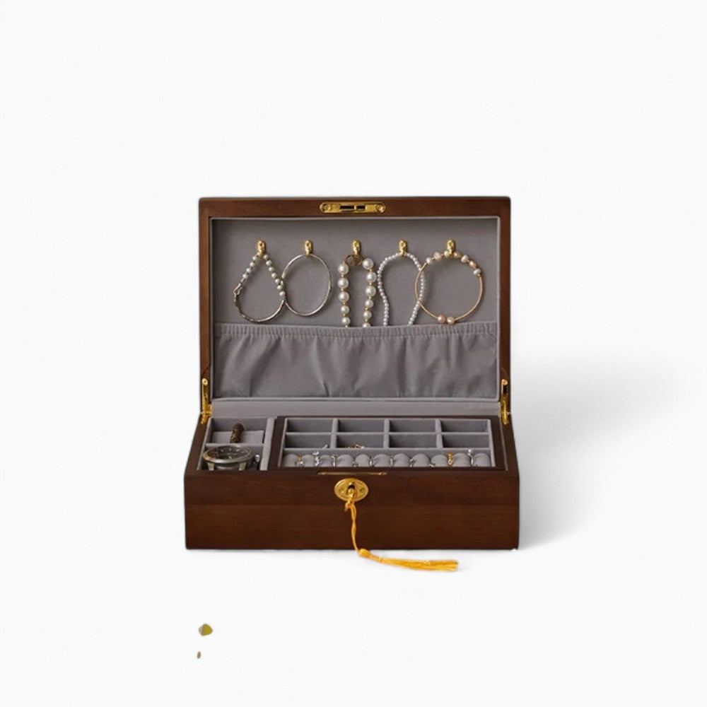 Boîte Bijoux Bois Ancienne Serrure Clé