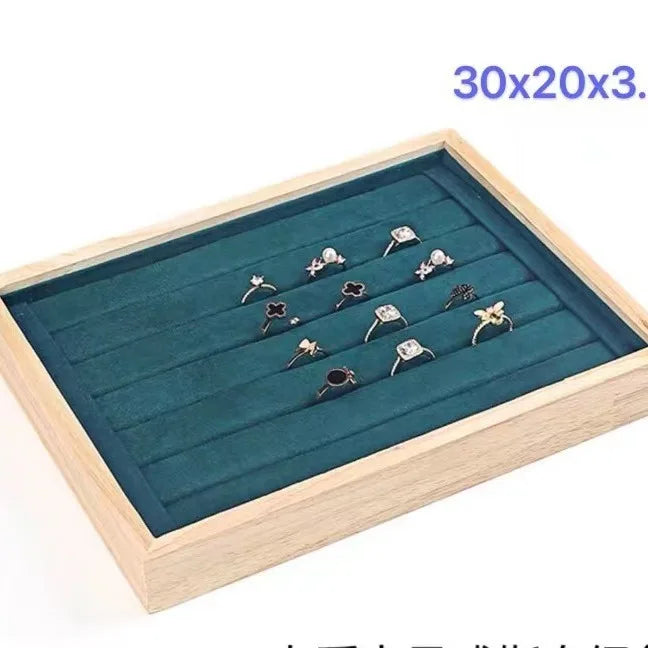 Plateau Bois Bagues Rangement Vitrine Bijoux
