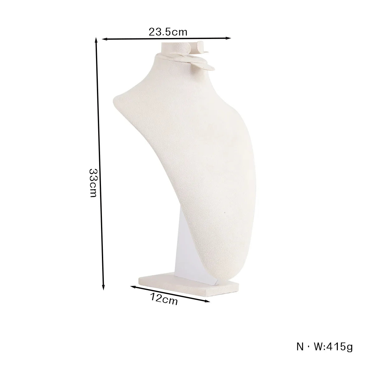 Présentoir Collier Velours Blanc Style