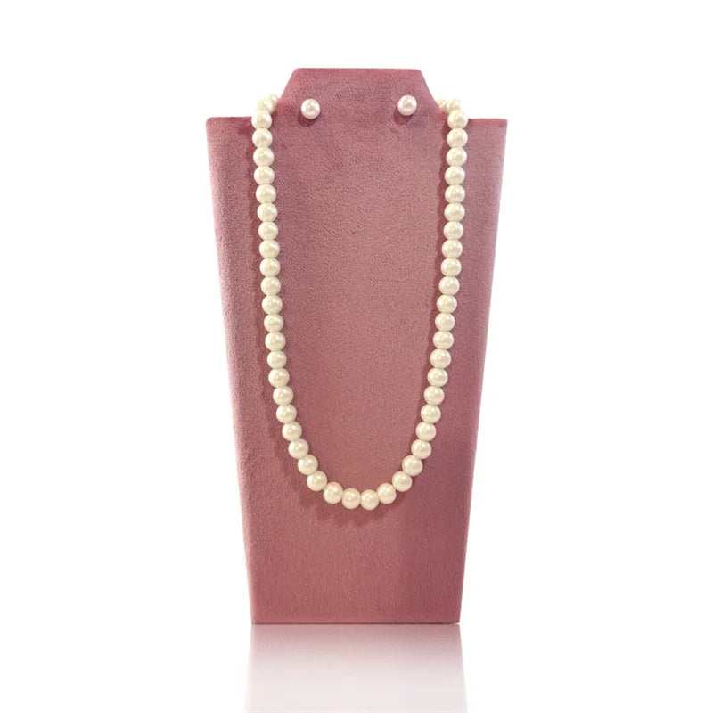 Présentoir Collier Velours Plat Rose Tendre