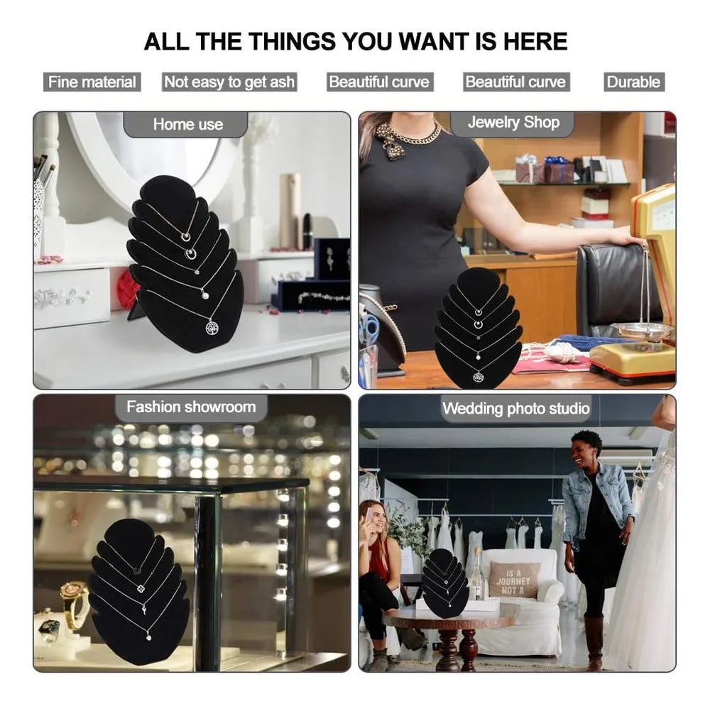 Présentoir Collier Métal Feuille Noir