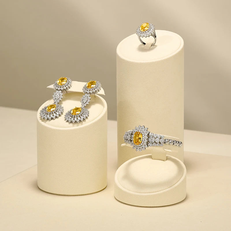 Présentoir Bijoux Daim Beige Comptoir Magasin