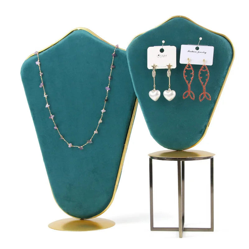 Buste Collier Velours Présentoir Boucles Pendentifs