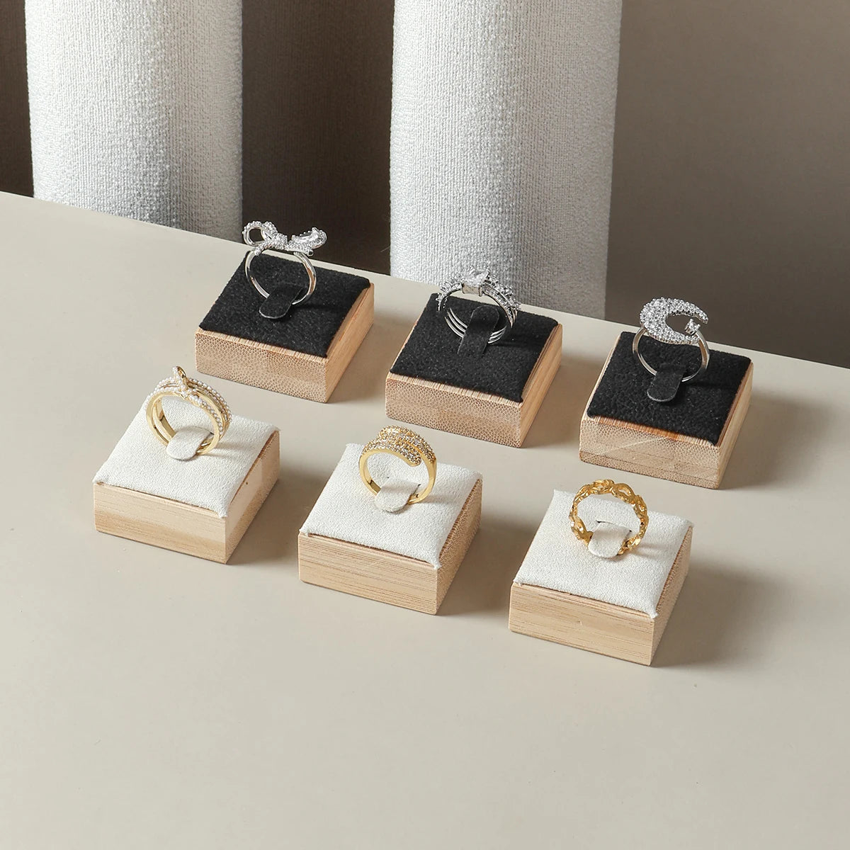 Porte Bague Velours Bois Mariage Voyage