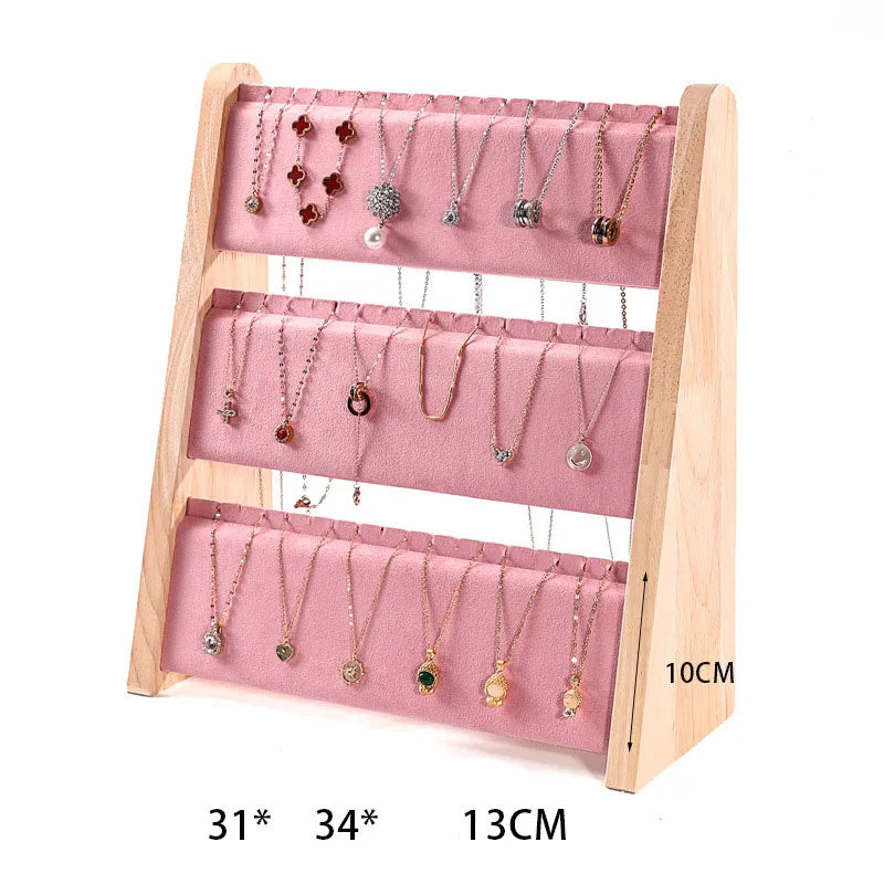 Présentoir Bois 3 Couches Collier Pendentif