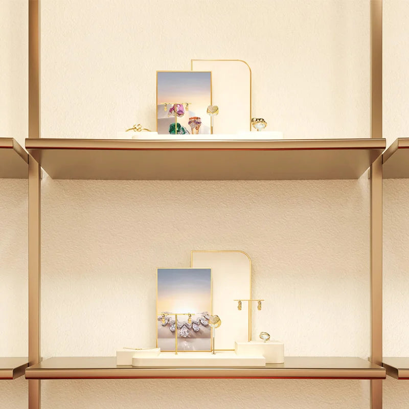 Présentoir Bijoux Velours Beige Vitrine Boutique