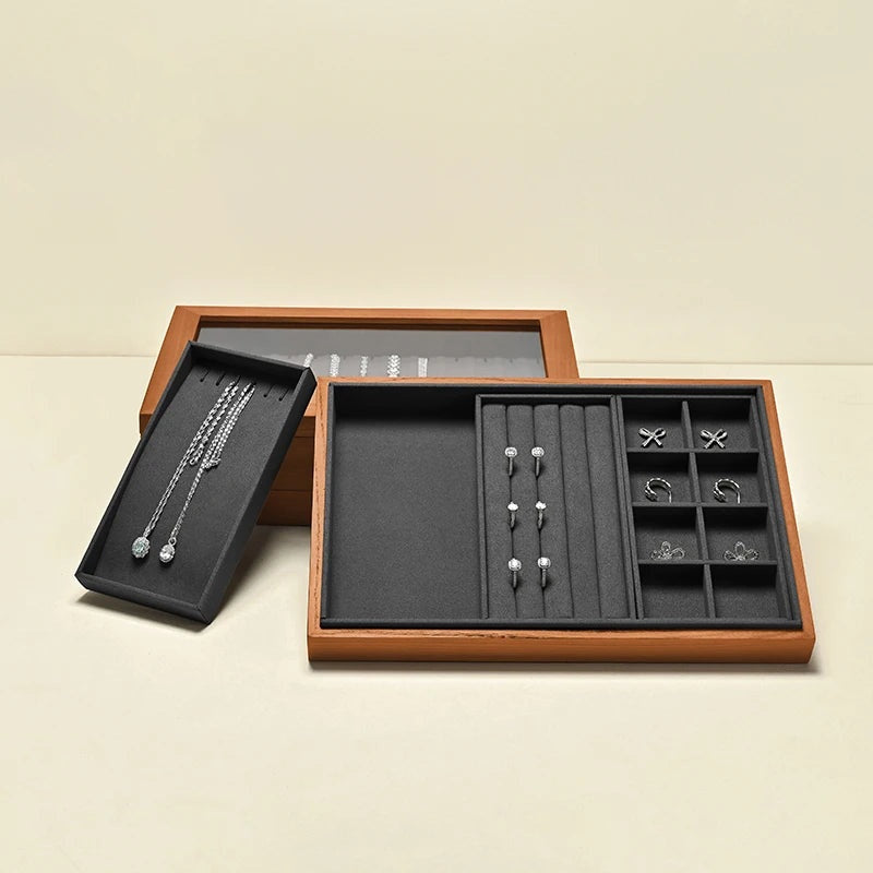 Boîte Bijoux Bois Massif Gris Rangement