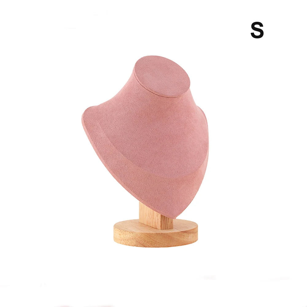 Buste Bijoux Velours Base Bois Mannequin