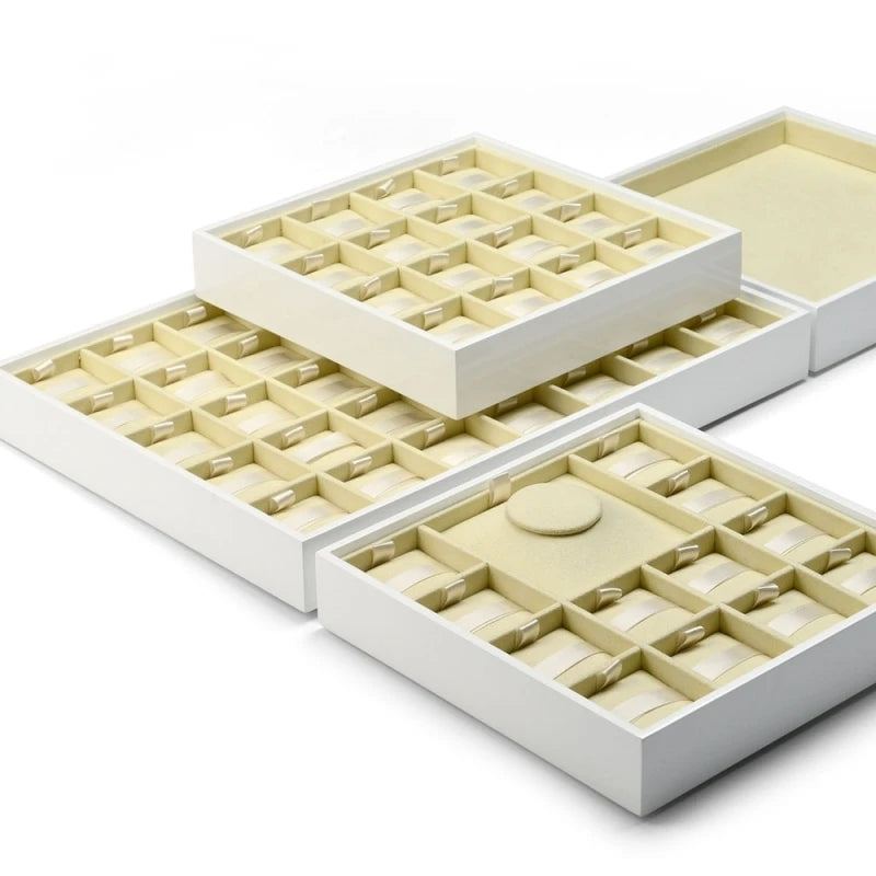 Plateau Bijoux Velours Perles Blanches