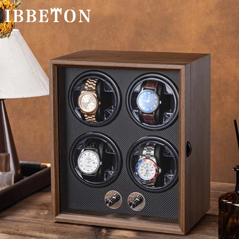 Boite Montre Bois Noyer Remontoir Automatique