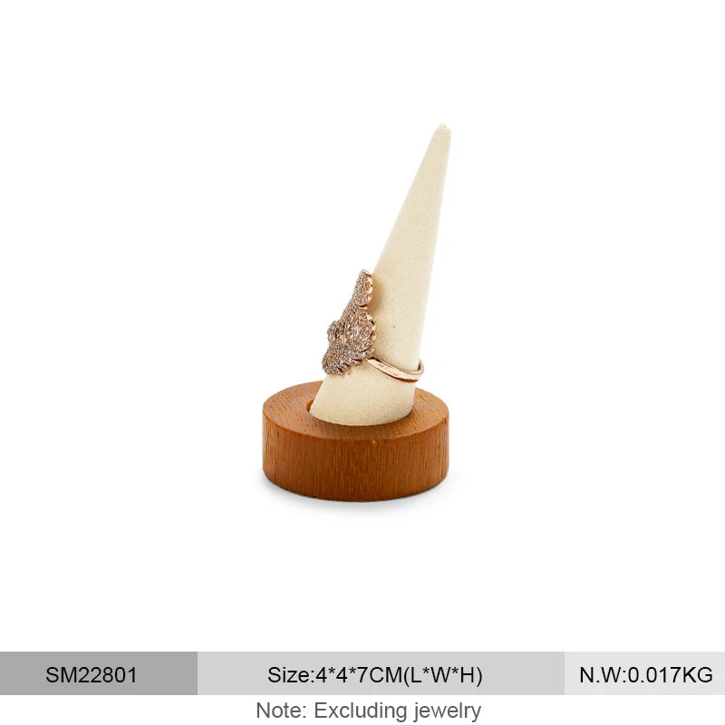 Porte Bague Bois Cône Jade Anneaux