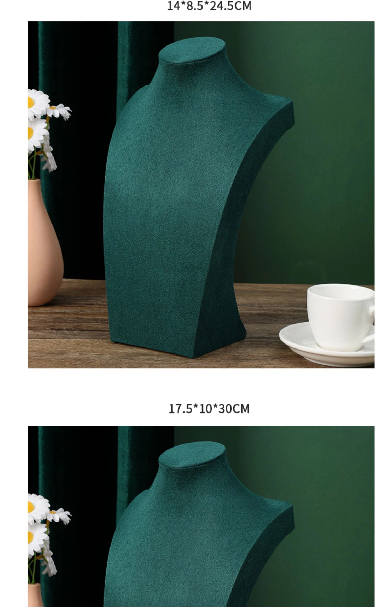 Présentoir Collier Buste Velours Vert Émeraude