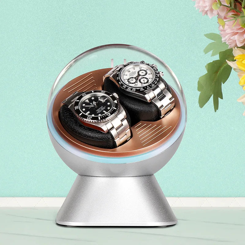 Remontoir Montre Automatique Cuir Double LED Pile