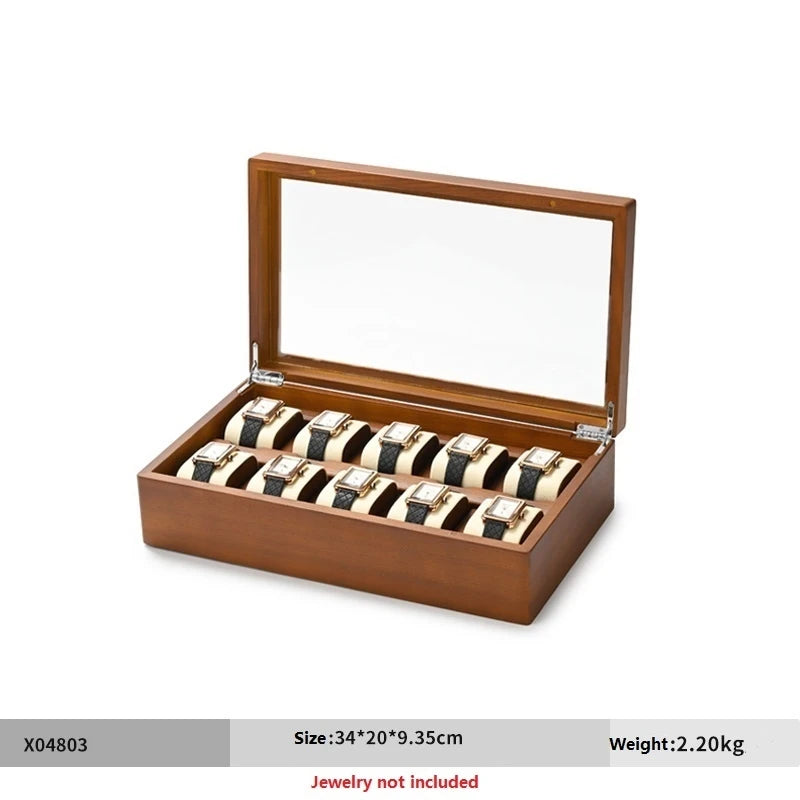 Boite Montre Bois 10 Grilles Vitrine Homme Femme