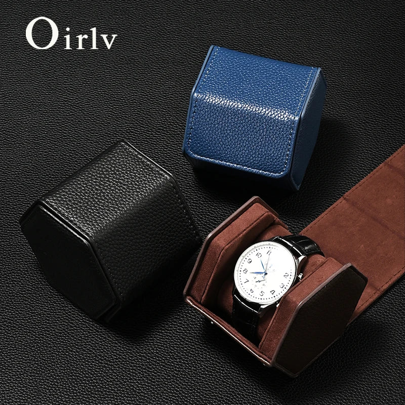 Étui Montre Cuir Hexagonal Voyage Portable