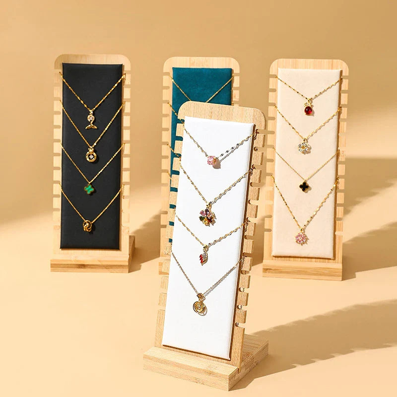 Porte Collier Bois Bambou Vitrine Détachable