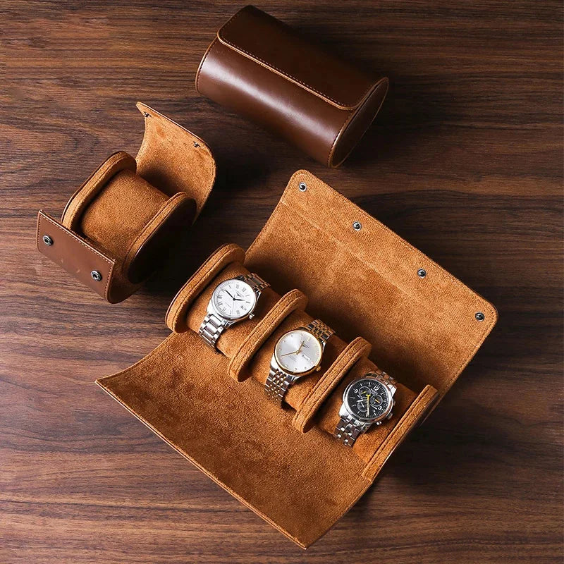 Étui Montre Cuir Voyage Rouleau 3 Emplacements