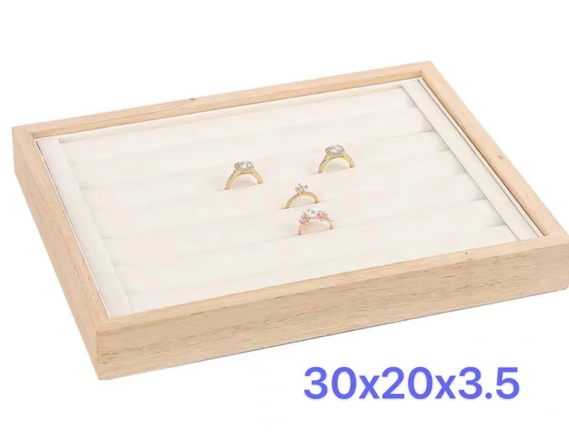 Plateau Bois Anneaux Bagues Rangement Bijoux