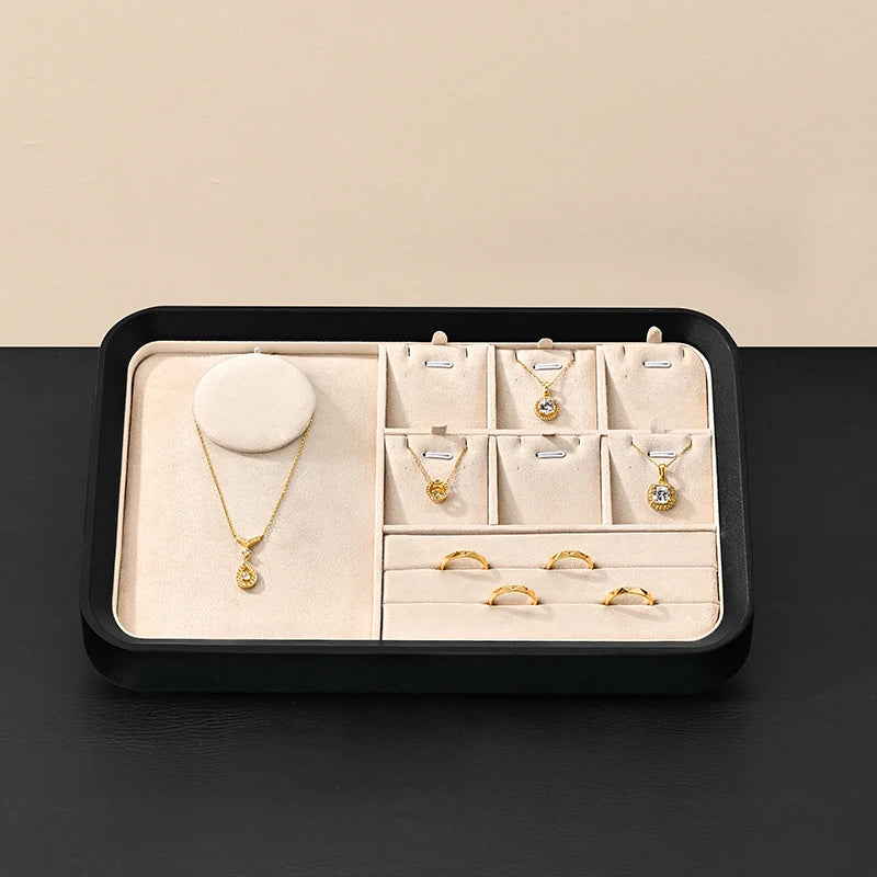 Plateau Bijoux Cuir Velours Modulable