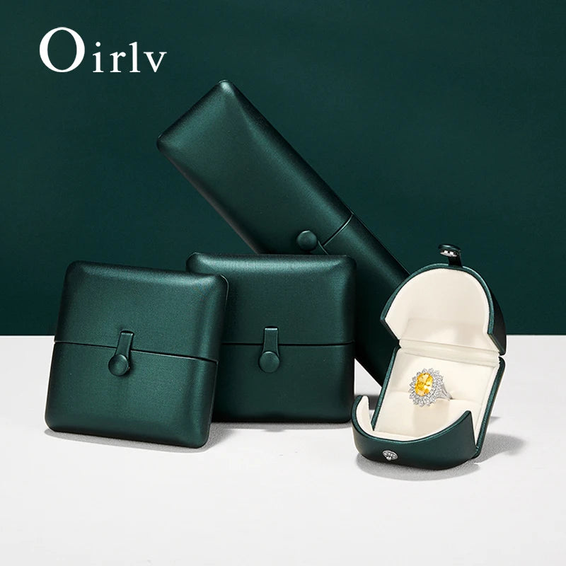 Boîte Bijoux Cuir Vert Mariage Premium