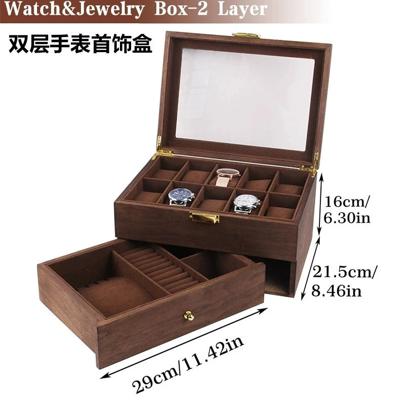 Boîte Montre Bois Laqué Noir Premium