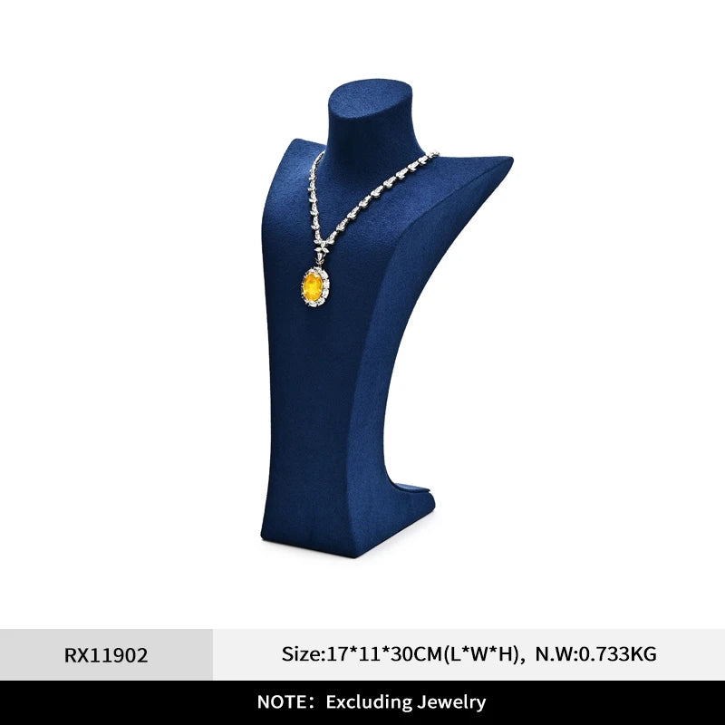 Buste Collier Velours Bleu Premium Mannequin