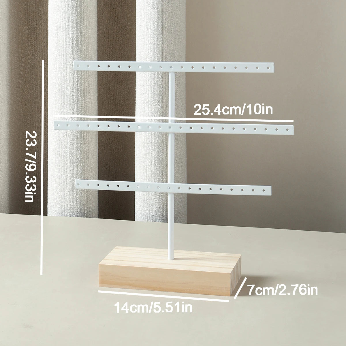 Présentoir Boucle d'Oreille Bois Métal 3 Niveaux