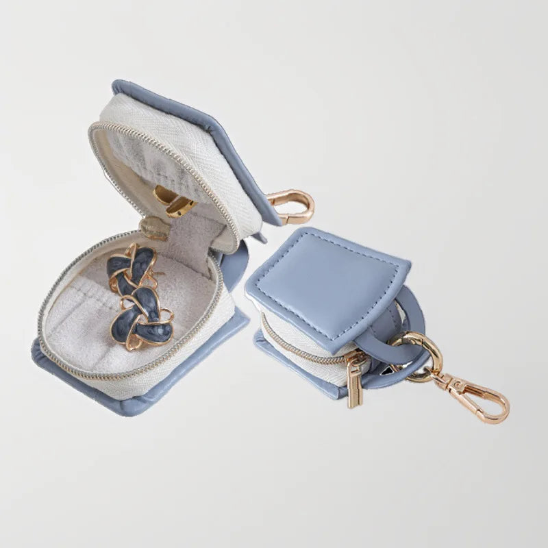 Boîte à Bijoux Simili Cuir Mini Portable Pendentif