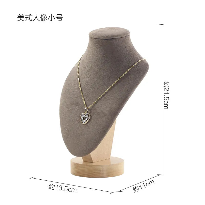 Présentoir Collier Bois Velours Café Boutique