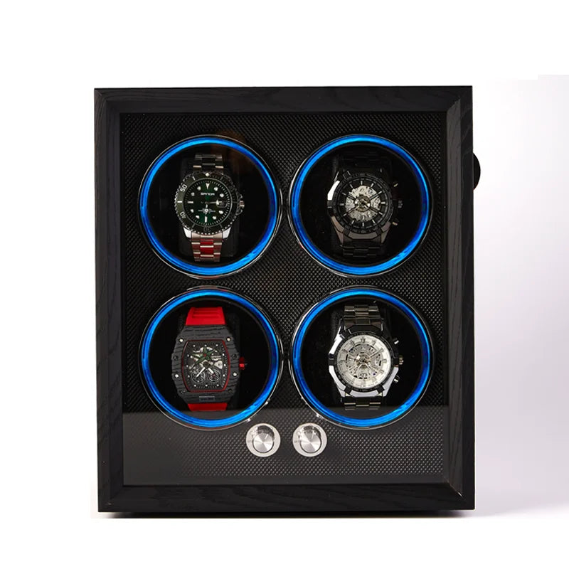 Coffre Fort Montre Bois Rotatif Remontoir LED