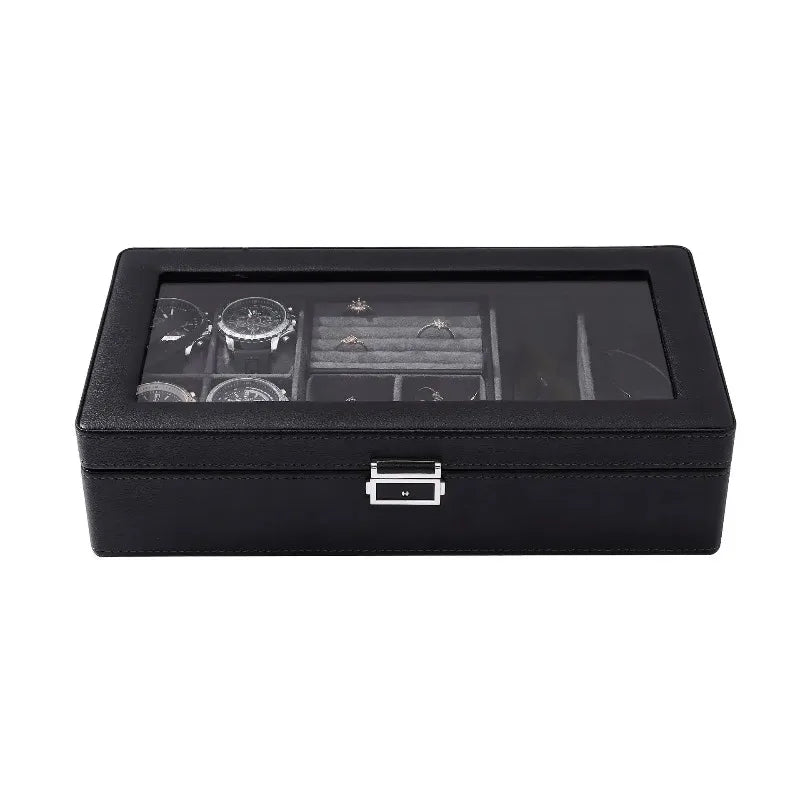 Boîte Montres Cuir Litchi Vitrine Multi-Capacité