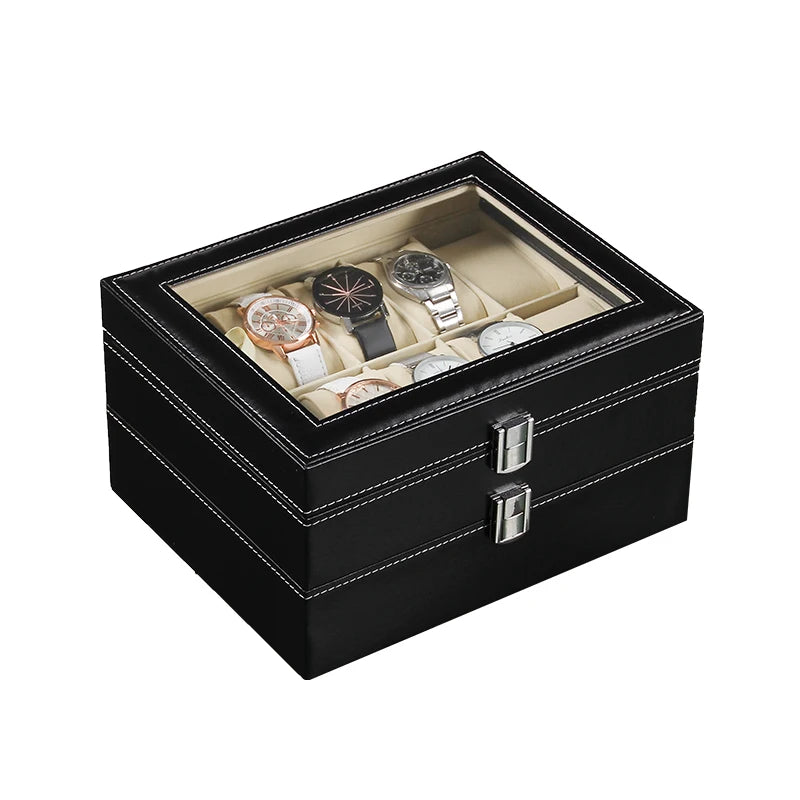 Boîte Rangement Montre Cuir Multi-Emplacements