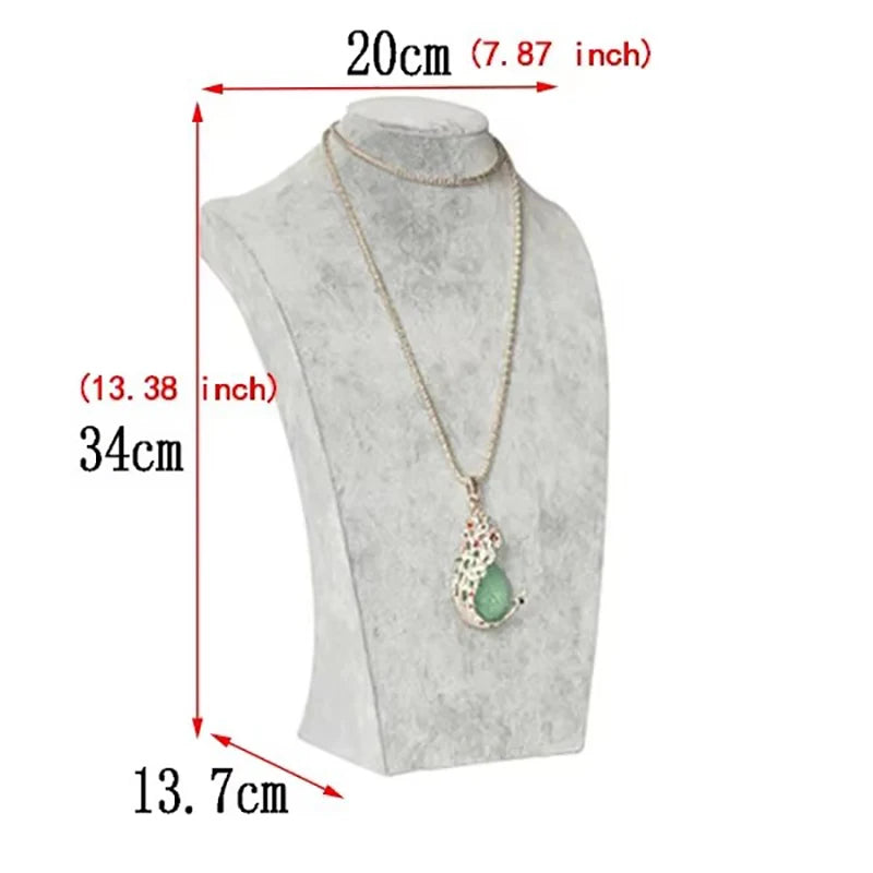 Buste Collier Velours Gris Présentoir Bijoux