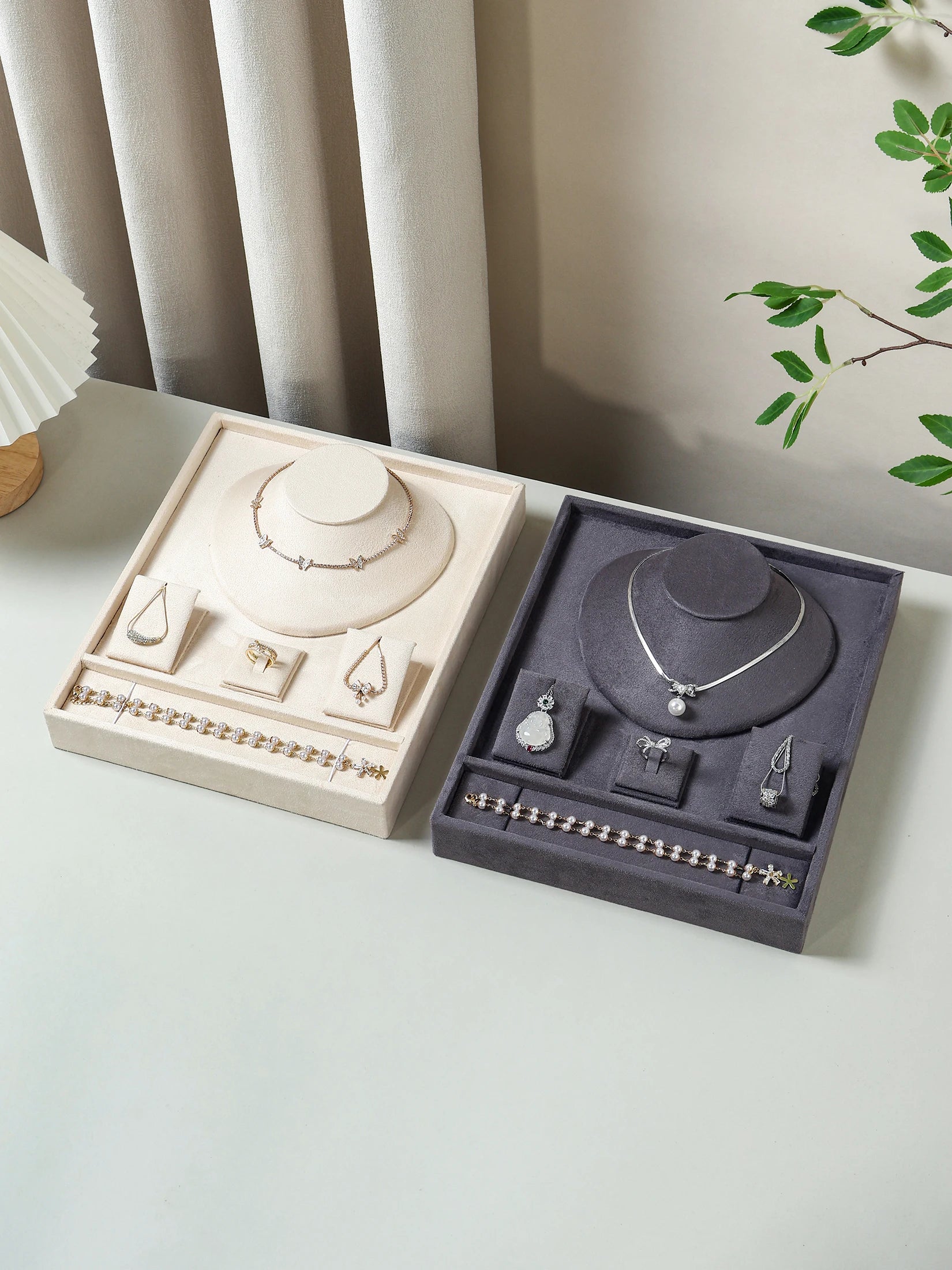 Plateau Bijoux Velours Compartiments Premium