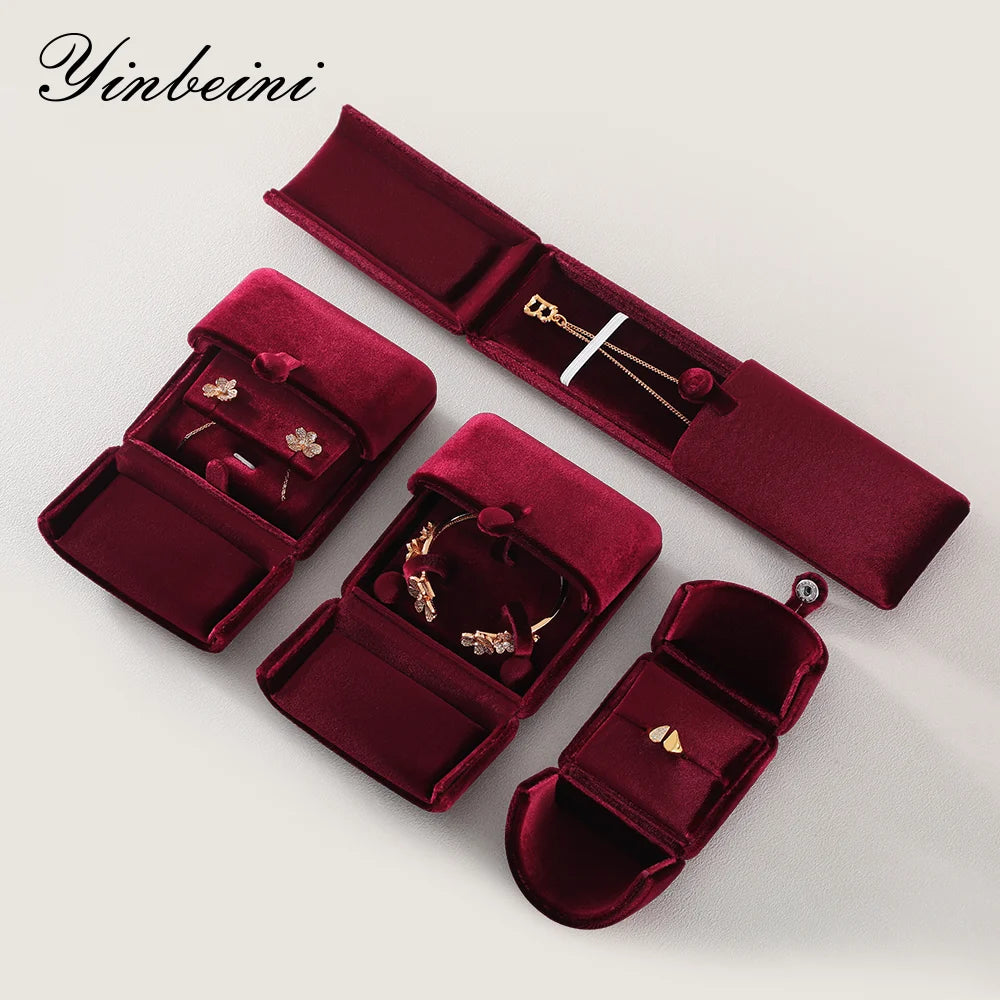 Boîte à Bijoux Velours Mariage Fiançailles Premium