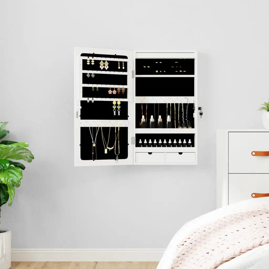 Armoire Bijoux Bois Murale Miroir LED