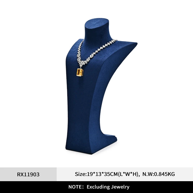 Buste Collier Velours Bleu Premium Mannequin
