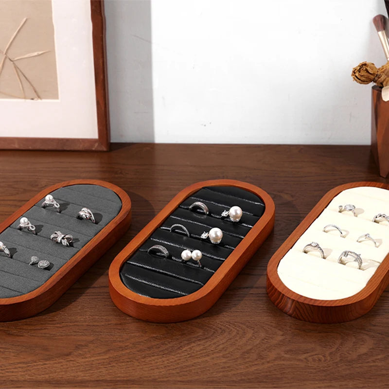 Présentoir Bague Bois Microfibre Boutique