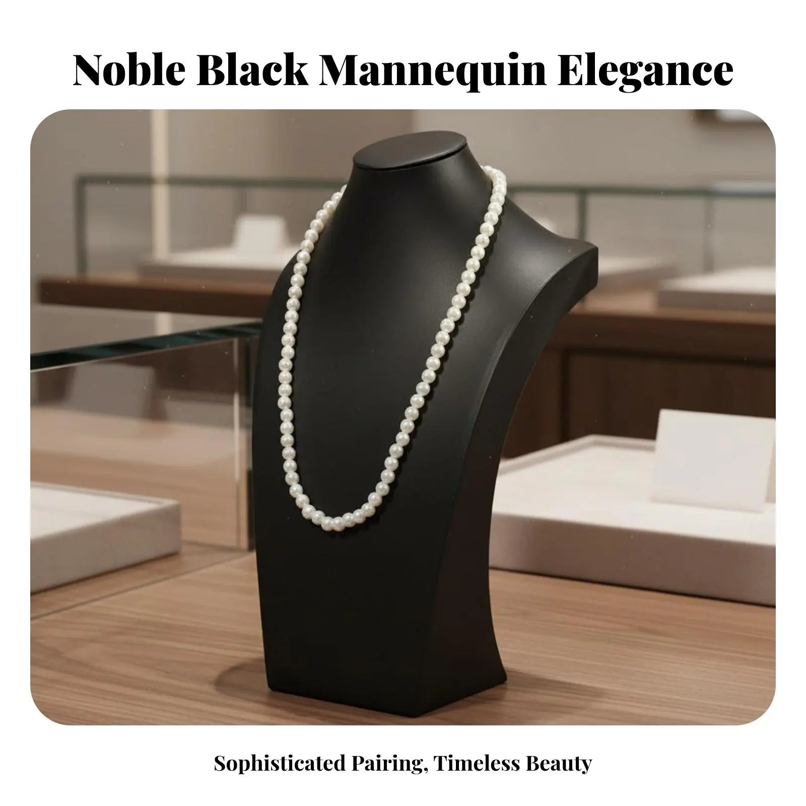 Présentoir Collier Buste Cuir Noir Élégant