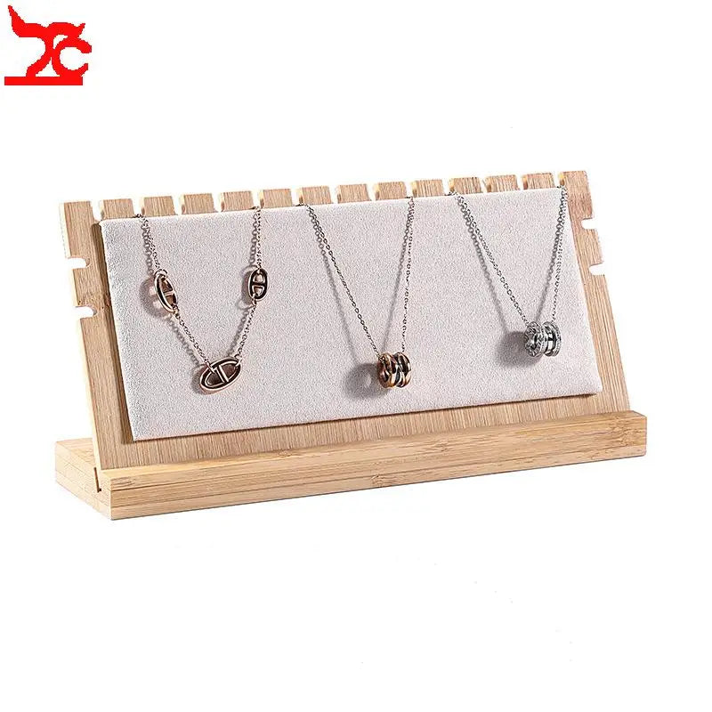 Présentoir Collier Plat Bois Velours