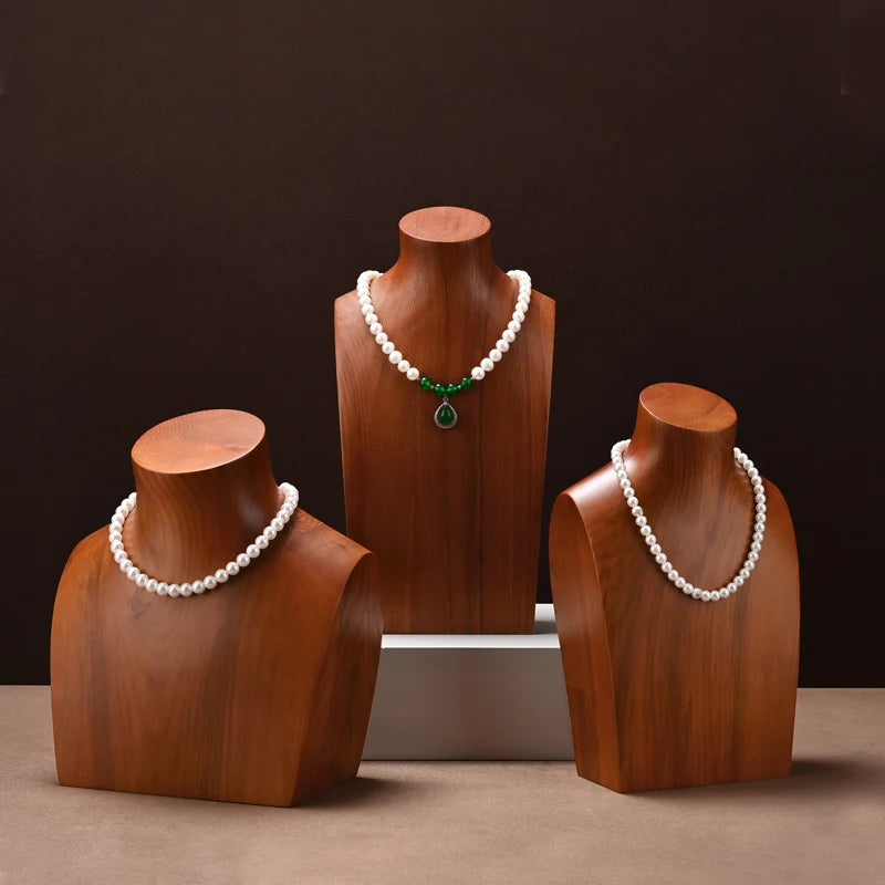 Buste Collier Bois Massif Présentoir