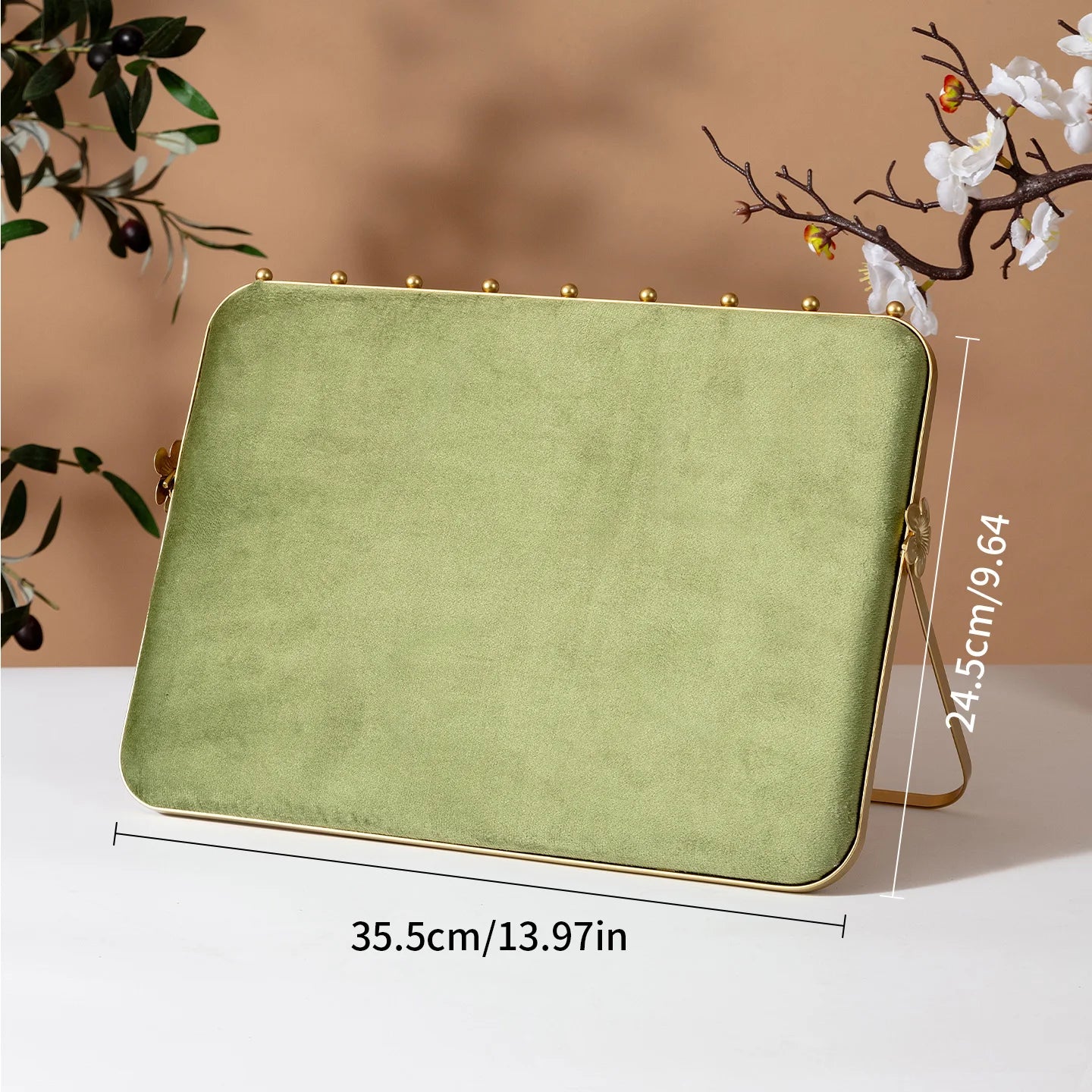 Coussin Vert Bijoux Métal Présentoir Vitrine Boutique